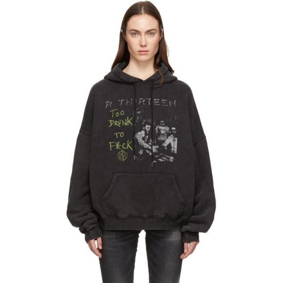 R13 Oversized too drunk Hoodie – Acid Black. Size medium - Picture 1 of 15